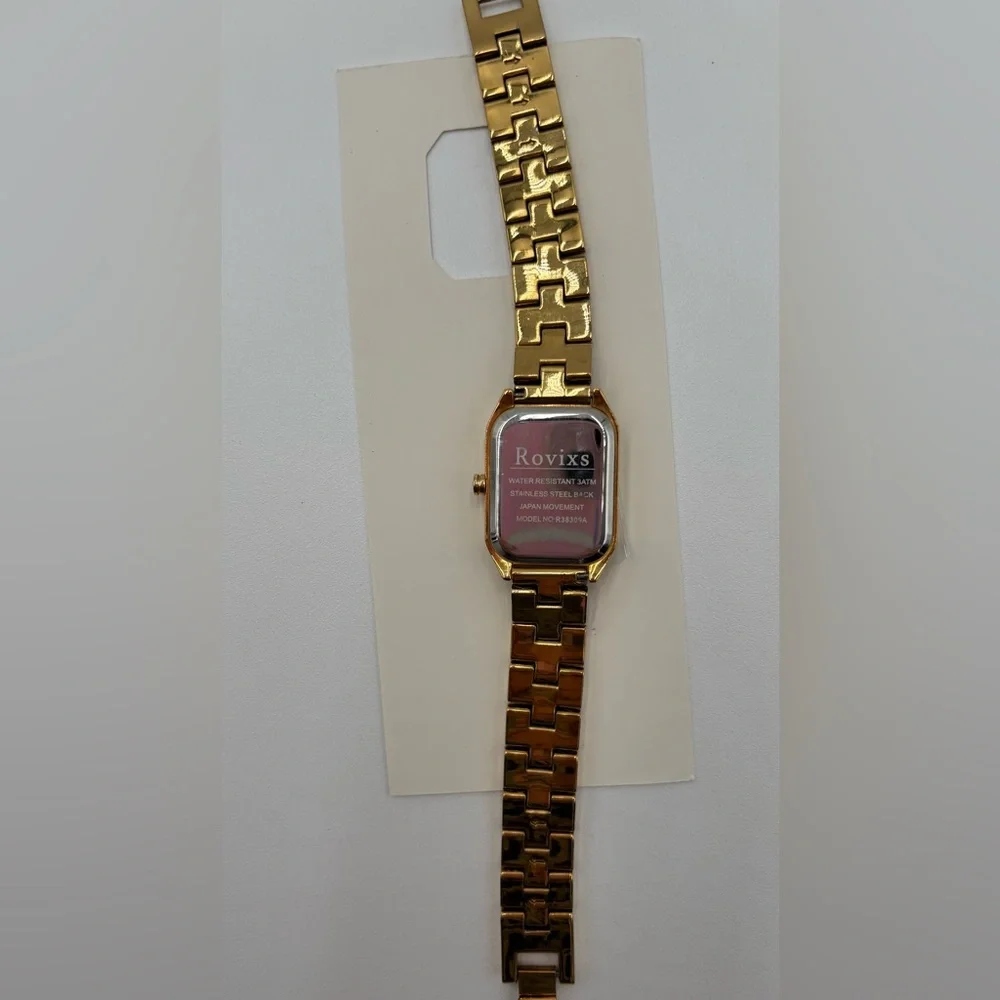 NWT Rovixs‎ Gold-Tone Stainless Steel Women's Dress Watch Japan